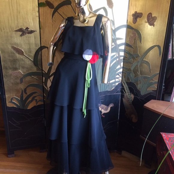 Long Maxi Dress Ruffles Tiered Chiffon - Picture 2 of 9